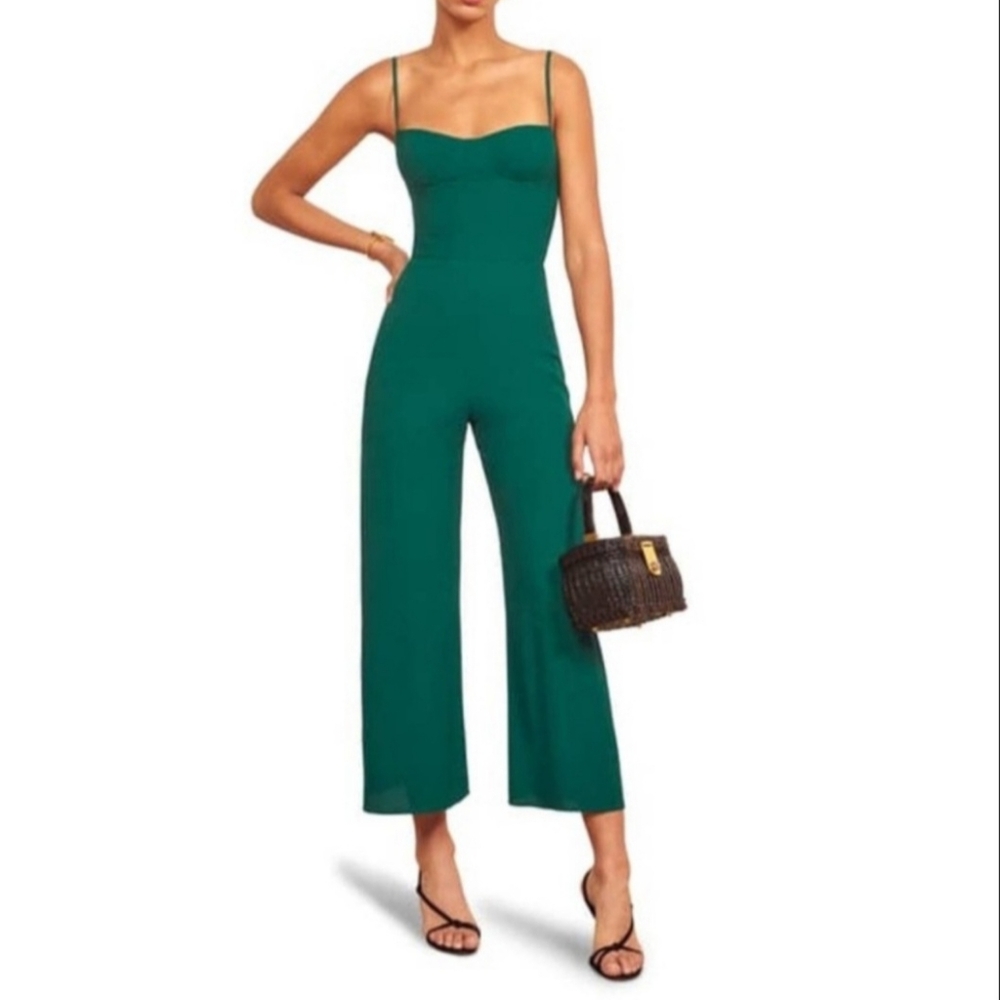 Reformation Gilda Jumpsuit, Size 6, Green